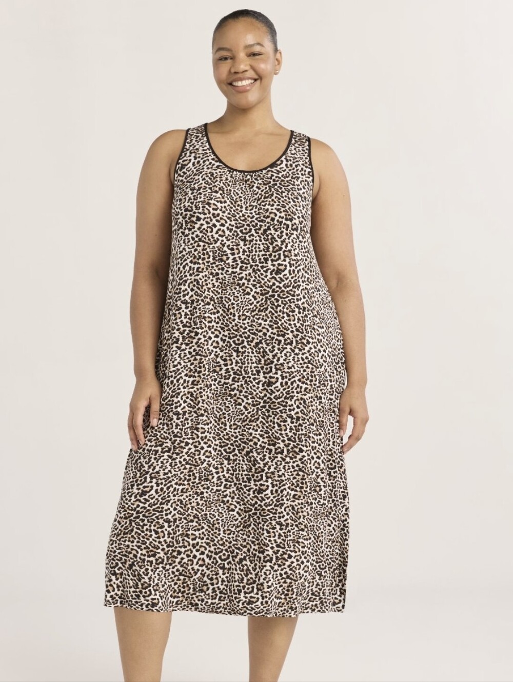 NWT Joyspun Womens Knit Chemise Sleeveless Soft Leopard Cheetah Print 3X 22/24W